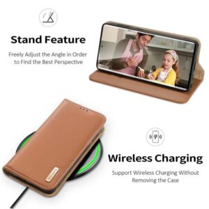 DUX DUCIS Real Leather Flip RFID Wallet Case for Samsung Galaxy S24 Ultra - Brown