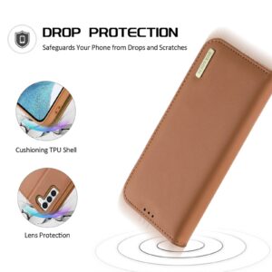 DUX DUCIS Real Leather Flip RFID Wallet Case for Samsung Galaxy S23+ (Plus) - Brown