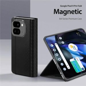 Dux Ducis Bril Leather Wallet Flip Case for Google Pixel 9 Pro Fold - Black