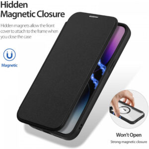 DUX DUCIS Skin X Pro MagSafe Flip Wallet Case for Apple iPhone 15 Pro Max - Black