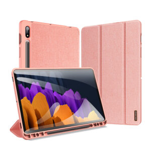 DUX DUCIS Premium Smart Case Cover w Pencil Holder for Samsung Galaxy Tab S7, Pink