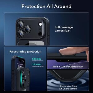 ESR Classic Hybrid Magsafe Tough Rear Case & Tempered Glass Screen Protector for Apple iPhone 17 Pro Max - Clear/Black