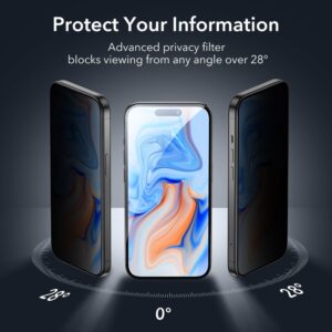 ESR Privacy Tempered Glass Screen Protector for Apple iPhone 15