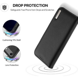 DUX DUCIS Genuine Real Leather Flip RFID Wallet Case for Apple iPhone 17 Air - Black