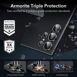 ESR Camera Ultra Tough Camera Lens Protector for Samsung Galaxy S24 Ultra - Black
