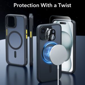 ESR Magsafe Case w/ Screen & Lens Protection for Apple iPhone 15 - Frosted Black