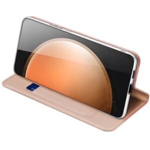 DUX DUCIS Skin Pro Faux Leather Wallet Flip Case for Samsung Galaxy S25 FE - Rose Gold