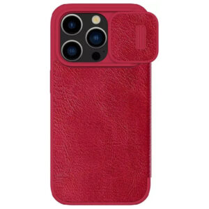 Nillkin Qin Pro Faux Leather Camera Lens Protector Case for Apple iPhone 15 Pro - Red