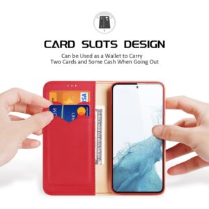 DUX DUCIS Real Leather Flip RFID Wallet Case for Samsung Galaxy S23+ (Plus) - Red