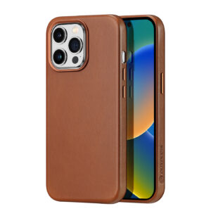 DUX DUCIS Naples Leather Back Case Cover for Apple iPhone 14 Pro - Brown