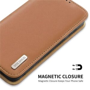 DUX DUCIS Real Leather Flip RFID Wallet Case for Samsung Galaxy S24 - Brown