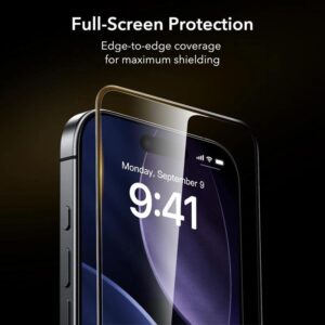 ESR Armorite Pro Ultrafit Tough Tempered Glass Screen Protector for Apple iPhone 16 Pro / Apple iPhone 17 - Black Edge