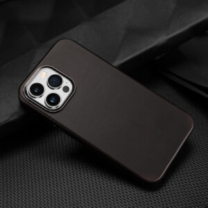 DUX DUCIS Naples Leather Back Case Cover for Apple iPhone 14 Pro Max - Coffee