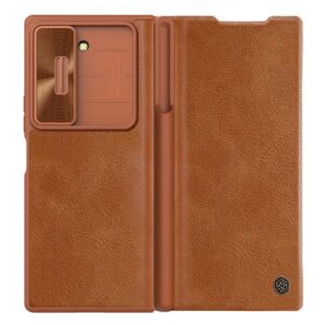 Nillkin Qin Pro Leather Lens Protector Case for Samsung Galaxy Z Fold6 5G - Brown