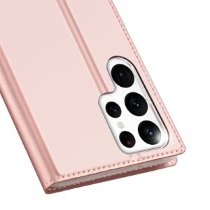 DUX DUCIS Skin Pro Faux Leather Wallet Flip Case for Samsung Galaxy S23 Ultra - Rose Gold