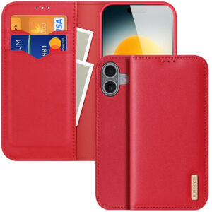 DUX DUCIS Genuine Real Leather Flip RFID Wallet Case for Apple iPhone 17 - Red