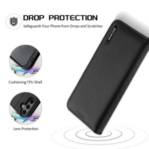 DUX DUCIS Real Leather Flip RFID Wallet Case for Samsung Galaxy S25+ (Plus) - Black