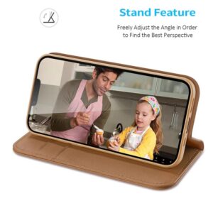 DUX DUCIS Real Leather Flip RFID Wallet Case for Apple iPhone 16e - Brown