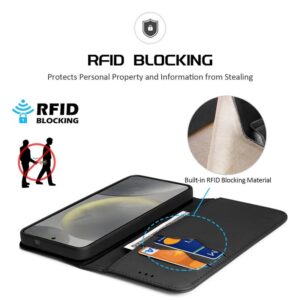 DUX DUCIS Real Leather Flip RFID Wallet Case for Samsung Galaxy S25+ (Plus) - Black