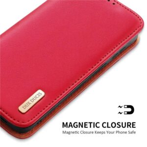 DUX DUCIS Real Leather Flip RFID Wallet Case for Samsung Galaxy S24 - Red