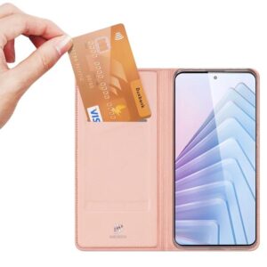 DUX DUCIS Skin Pro Faux Leather Wallet Flip Case for Xiaomi Redmi Note 14 5G - Rose Gold
