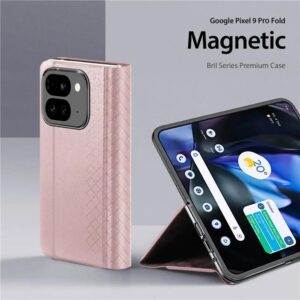 Dux Ducis Bril Leather Wallet Flip Case for Google Pixel 9 Pro Fold - Pink