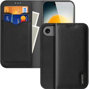 DUX DUCIS Genuine Real Leather Flip RFID Wallet Case for Apple iPhone 17 Air - Black