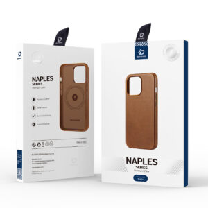 DUX DUCIS Naples Leather Back Case Cover for Apple iPhone 14 Pro - Brown