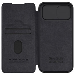 Nillkin Qin Pro Faux Leather Camera Lens Protector Case for Apple iPhone 15 Plus - Black