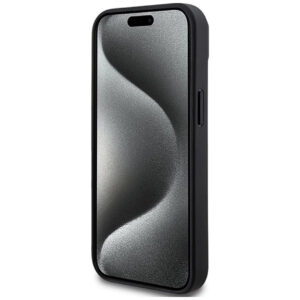 DKNY Leather Printed Design with Metal Logo Magsafe Rear Case Cover for Apple iPhone 15 - Black/White
