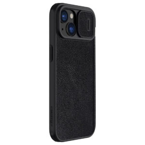 Nillkin Qin Pro Faux Leather Camera Lens Protector Case for Apple iPhone 15 Plus - Black