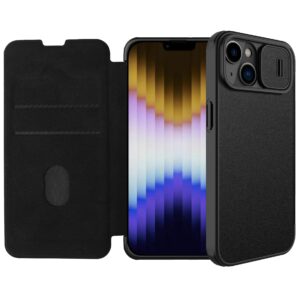 Nillkin Qin Pro Vegan Leather Lens Protector Case for iPhone 14 Plus - Classic Black