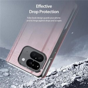 Dux Ducis Bril Leather Wallet Flip Case for Google Pixel 9 Pro Fold - Pink