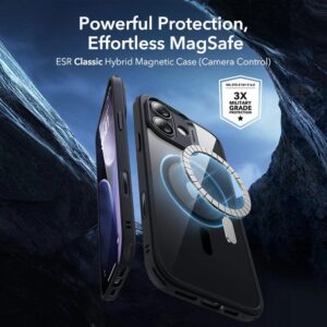 ESR Classic Hybrid Magsafe Tough Rear Case & Tempered Glass Screen Protector for Apple iPhone 17 - Clear/Black