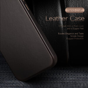DUX DUCIS Naples Leather Back Case Cover for Apple iPhone 14 Pro Max - Coffee