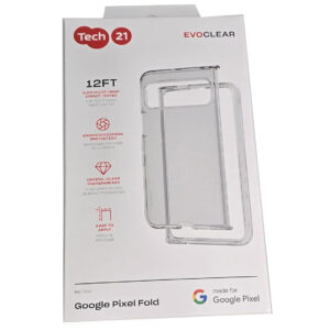 Tech21 EvoClear Tough Rear Case Cover for Google Pixel Fold - Transparent