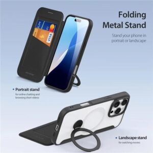DUX DUCIS Skin X Pro MagSafe Standing Flip Wallet Case for Apple iPhone 16 Pro Max - Black