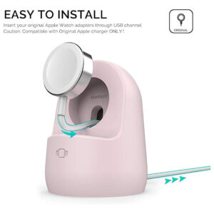 Ahastyle iWatch Charger Stand Silicone Dock Holder for Apple Watch - Pink