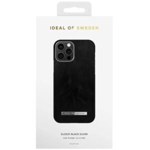 iDeal of Sweden Stylish Ateliar Rear Case Cover for Apple iPhone 12/12 Pro - Glossy Black/Silver