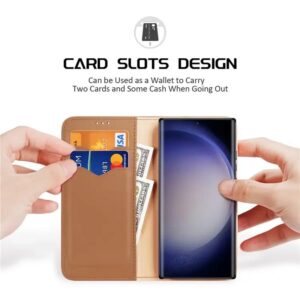 DUX DUCIS Real Leather Flip RFID Wallet Case for Samsung Galaxy S24 Ultra - Brown