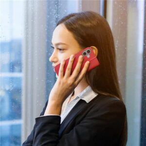 DUX DUCIS Genuine Real Leather Flip RFID Wallet Case for Apple iPhone 16 - Red