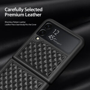 DUX DUCIS Venice Leather Patterned Case Cover for Samsung Galaxy Z Flip4 5G - Black