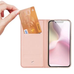 DUX DUCIS Skin Pro Faux Leather Wallet Flip Case for Apple iPhone 16e - Rose Gold