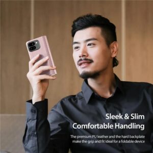 Dux Ducis Bril Leather Wallet Flip Case for Google Pixel 9 Pro Fold - Pink