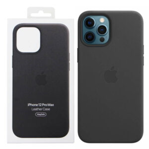 Official Apple Leather Magsafe Rear Case Cover for iPhone 12 Pro Max - Black