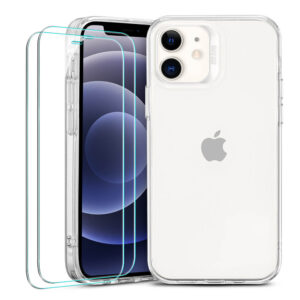 ESR Classic Hybrid Tough Rear Case + 2 Pack Screen Shield for Apple iPhone 12 Mini - Clear
