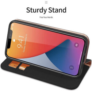 DUX DUCIS Real Genuine Leather Flip Wallet Case for Apple iPhone 12/ 12 Pro - Black