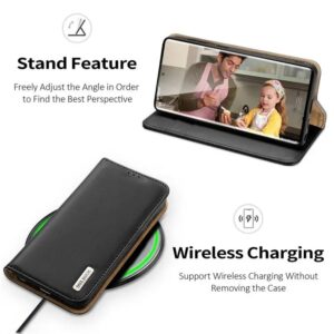 DUX DUCIS Real Leather Flip RFID Wallet Case for Samsung Galaxy S24 Ultra - Black