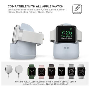 Ahastyle iWatch Charger Stand Silicone Dock Holder for Apple Watch - Light Blue