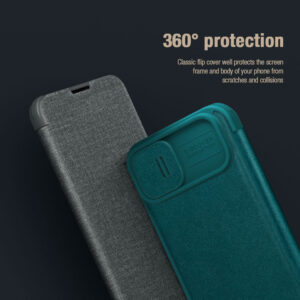 Nillkin Qin Pro Vegan Leather Lens Protector Case for iPhone 14 Plus - Exuberant Green
